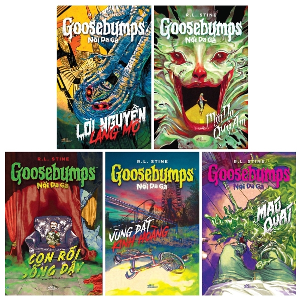 Fahasa - combo sách hay goosebumps: nổi da gà: con rối sống dậy + lời nguyền lăng mộ + mặt nạ quỷ ám + máu quái + vùng đất kinh hoàng
