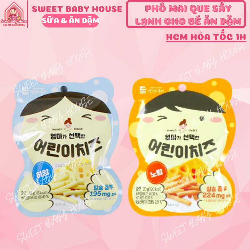 Phô mai que sấy lạnh Mama's Choice Hàn Quốc cho bé ăn dặm từ 1 tuổi. Date 6/2025