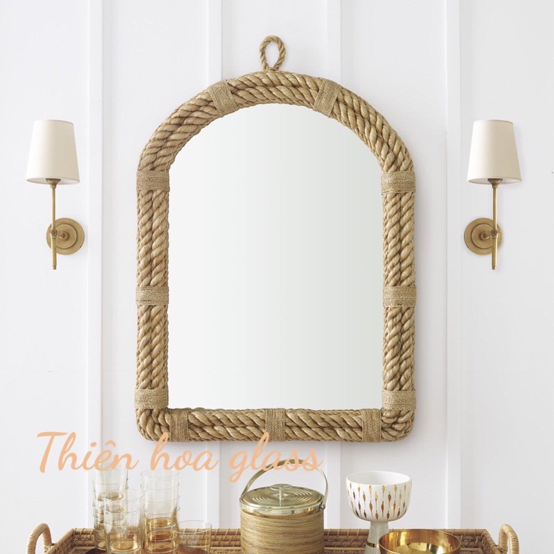 Gương thừng treo tường 40x47 cm gương bán nguyệt gương nhà vệ sinh gương toilet gương wc