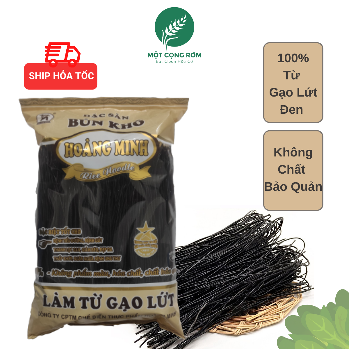 Bún gạo lứt đen giảm cân 500gr Hoàng Minh, bún lứt ăn kiêng | Một Cọng Rơm