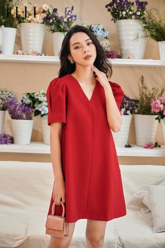 Đầm suông nữ cổ tim sang chảnh
