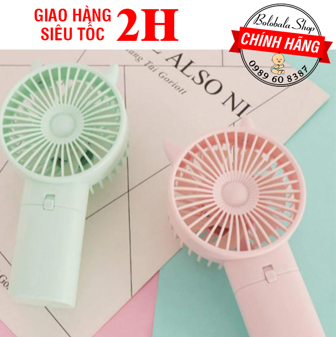 Quạt mini cầm tay chạy pin siêu mát, full box, hình thú xinh xắn