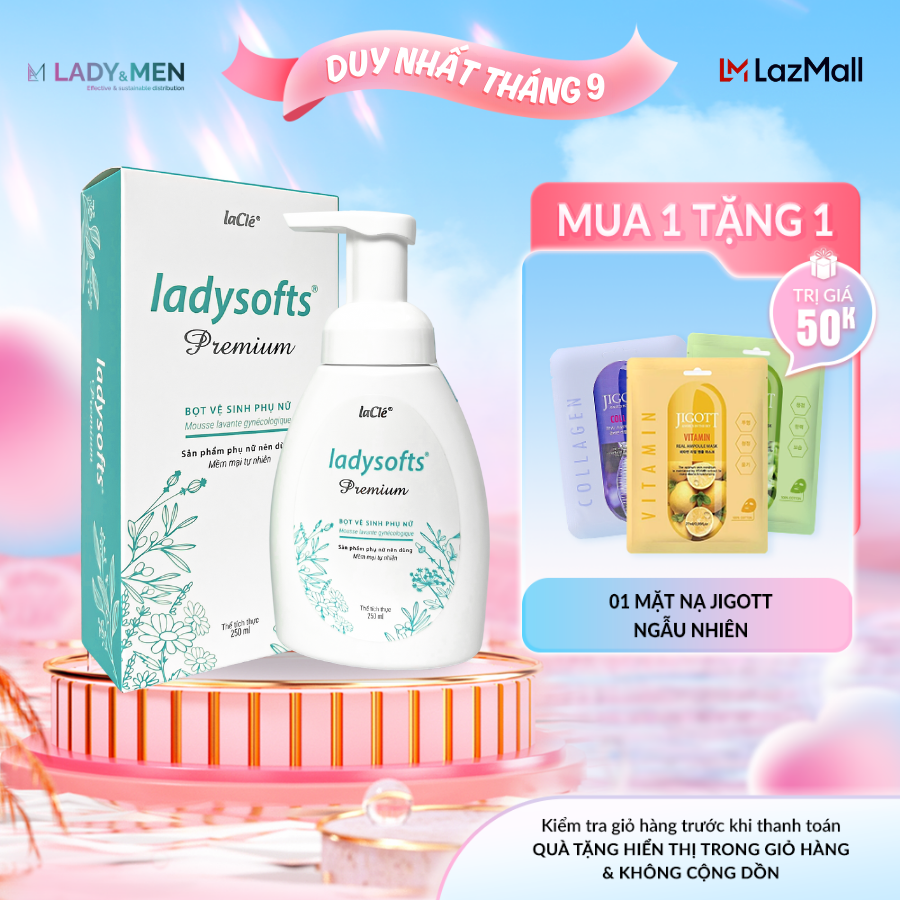 Dung Dịch Vệ Sinh Phụ Nữ Dạng Bọt Cao Cấp Ladysofts Premium Làm Sạch Và Duy Trì Độ pH Tự Nhiên 250ml - Lady & Men Viet Nam