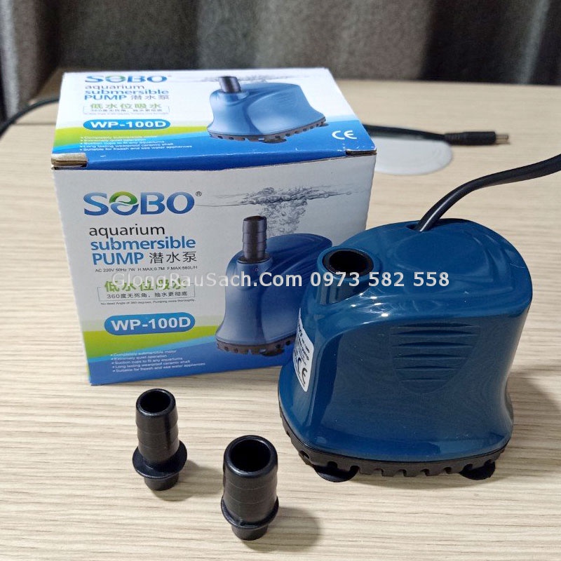 Máy Hút Đáy Bể Cá Bơm Nước Vòi Non Bộ SoBo 100D Công Suất 7W Đầu Ra 6mm và 10mm