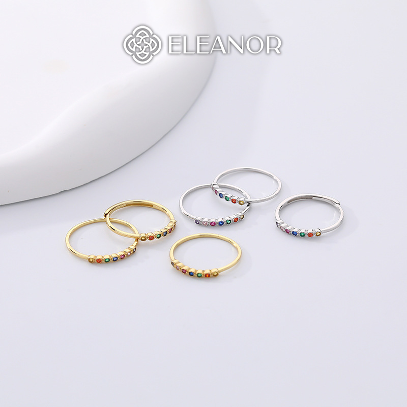 Nhẫn bạc nữ Eleanor Accessories nhẫn bạc 925 mặt đính đá nhiều màu phụ kiện trang sức 6584