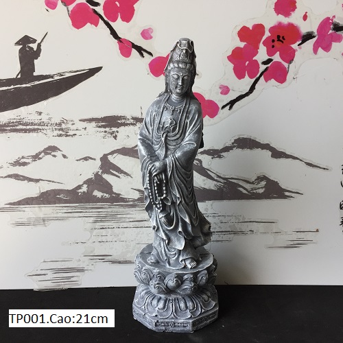 Tượng phật quan âm bồ tát, quán thế âm đứng tự tại. mã tp001, cao 20cm. trang trí, thờ.
