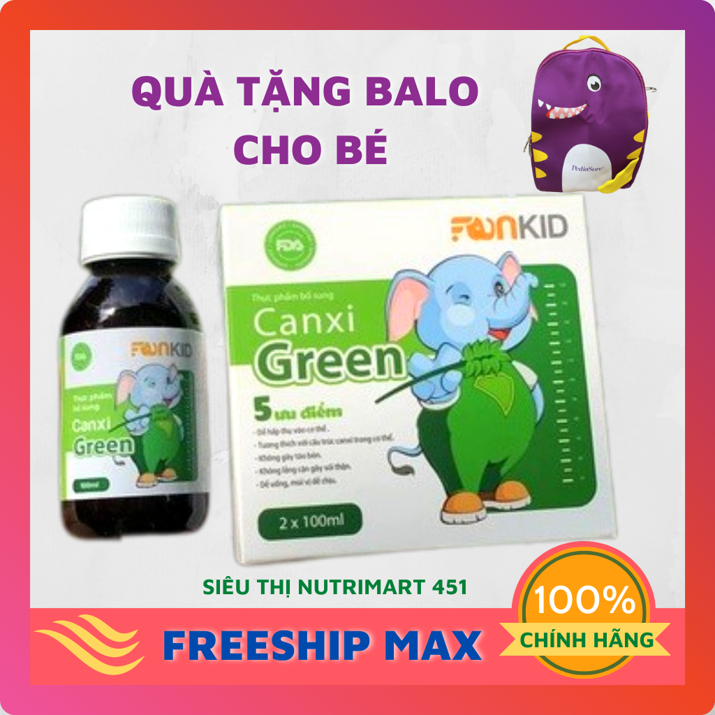 Canxi hữu cơ dễ hấp thu, không lắng cặn sỏi thận cho bé- Canxi green Fankid