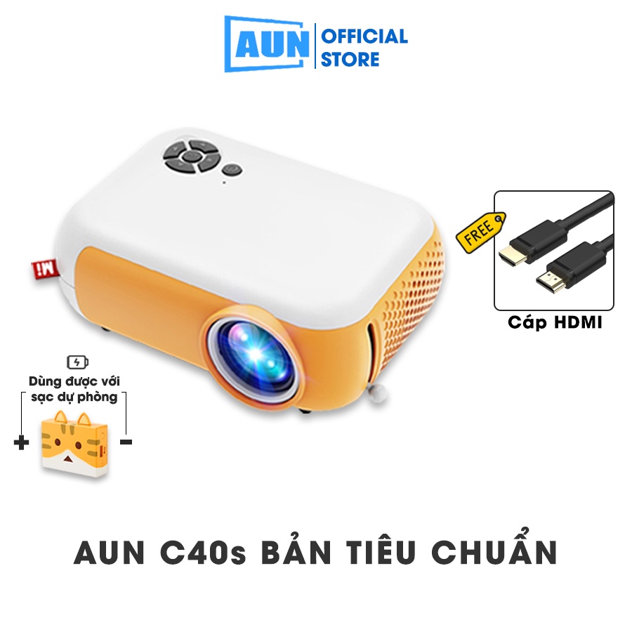 Máy chiếu mini AUN C40s 2022 - Kết nối với điện thoại, laptop, máy tính