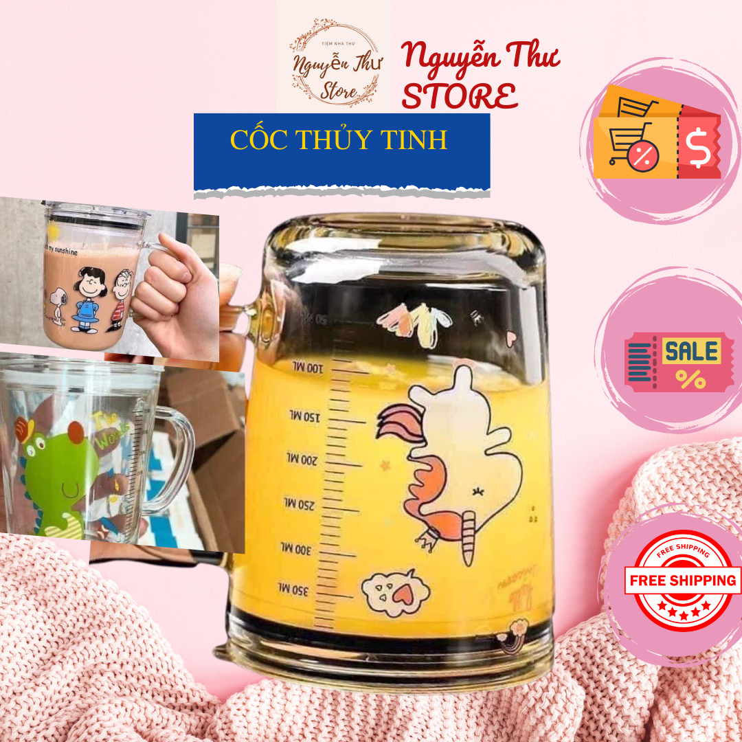 Cốc thuỷ tinh chia vạch có ống hút kèm theo chống chịu nhiệt