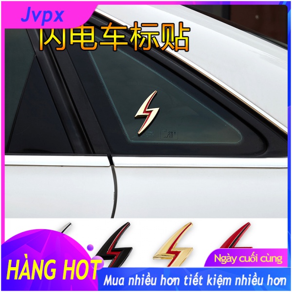 (Jvpx)5pc Ô TÔ Cá Tính Sửa Đổi Kim Loại Sét Đánh Dấu Ô Tô Nhãn Dán Trầy Xước Nhãn Dán Thể Thao Ba Chiều Nắp Nâng Thân Ô Tô Nhãn Dán Sau Miễn Ph COD COD