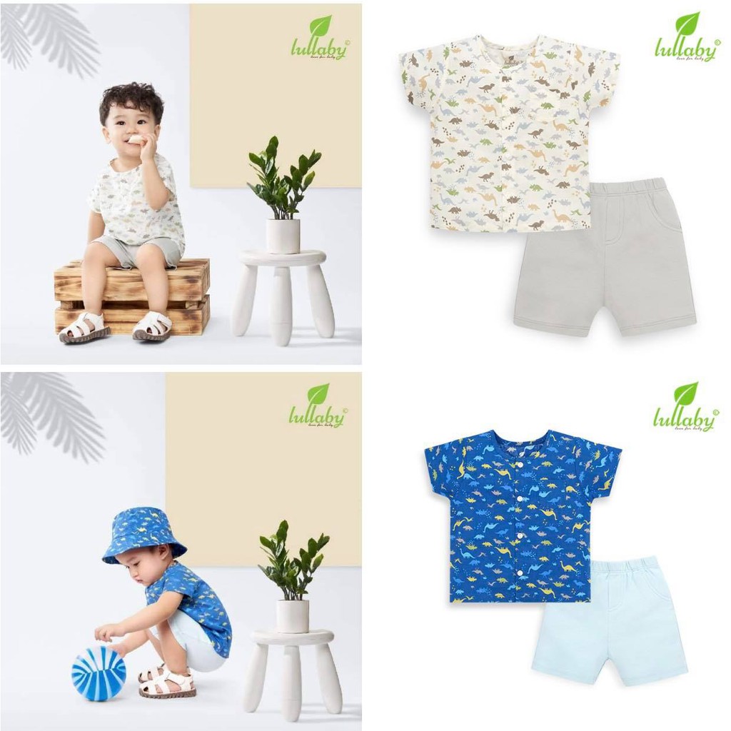 Bộ cộc tay bé trai cài giữa/bổ nẹp Lullaby NHT07B