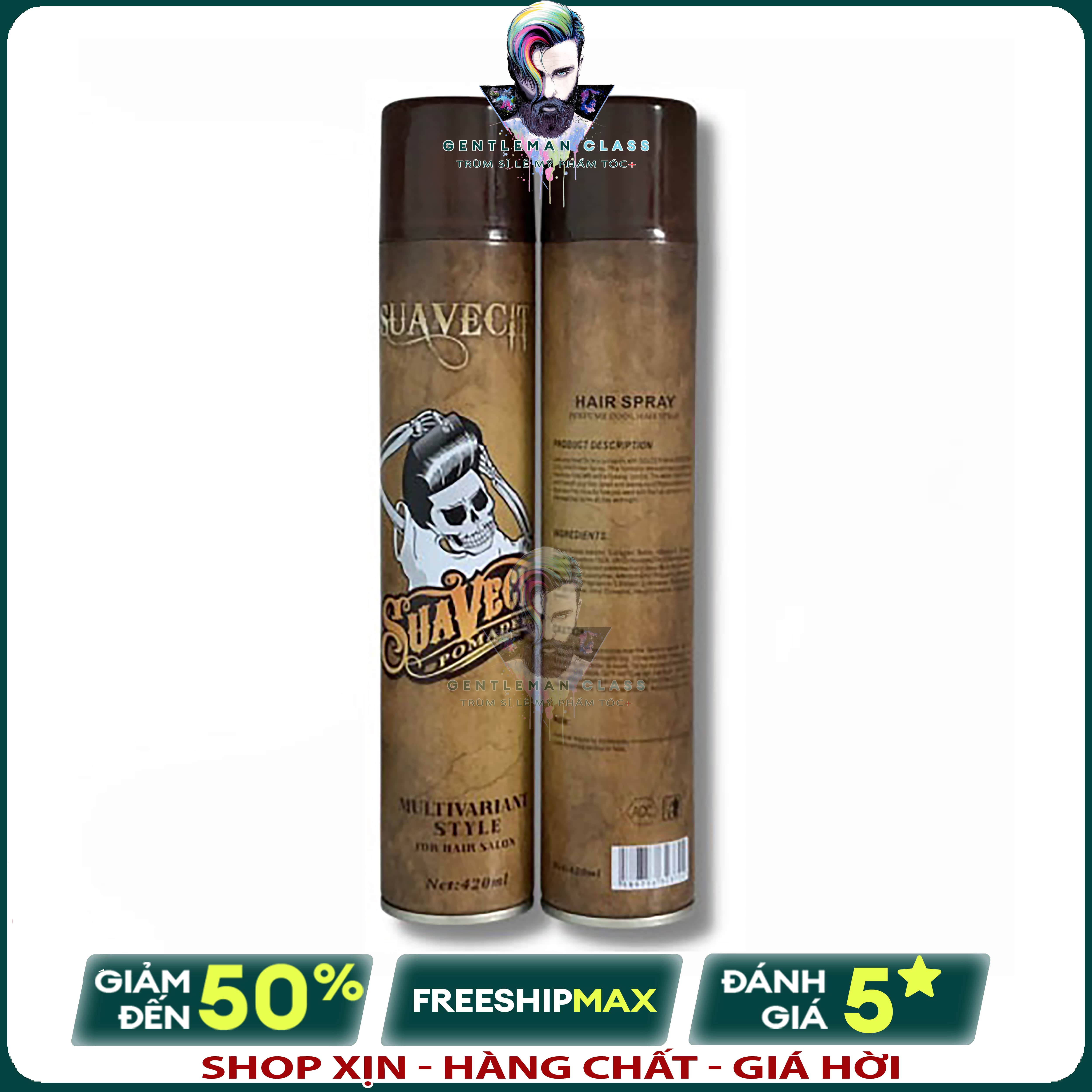 Gôm xịt tóc nam suavecito 420ml - keo xịt tạo kiểu tóc, bồng bềnh, siêu giữ nếp 24h - gôm tạo kiểu hot nhất 2023