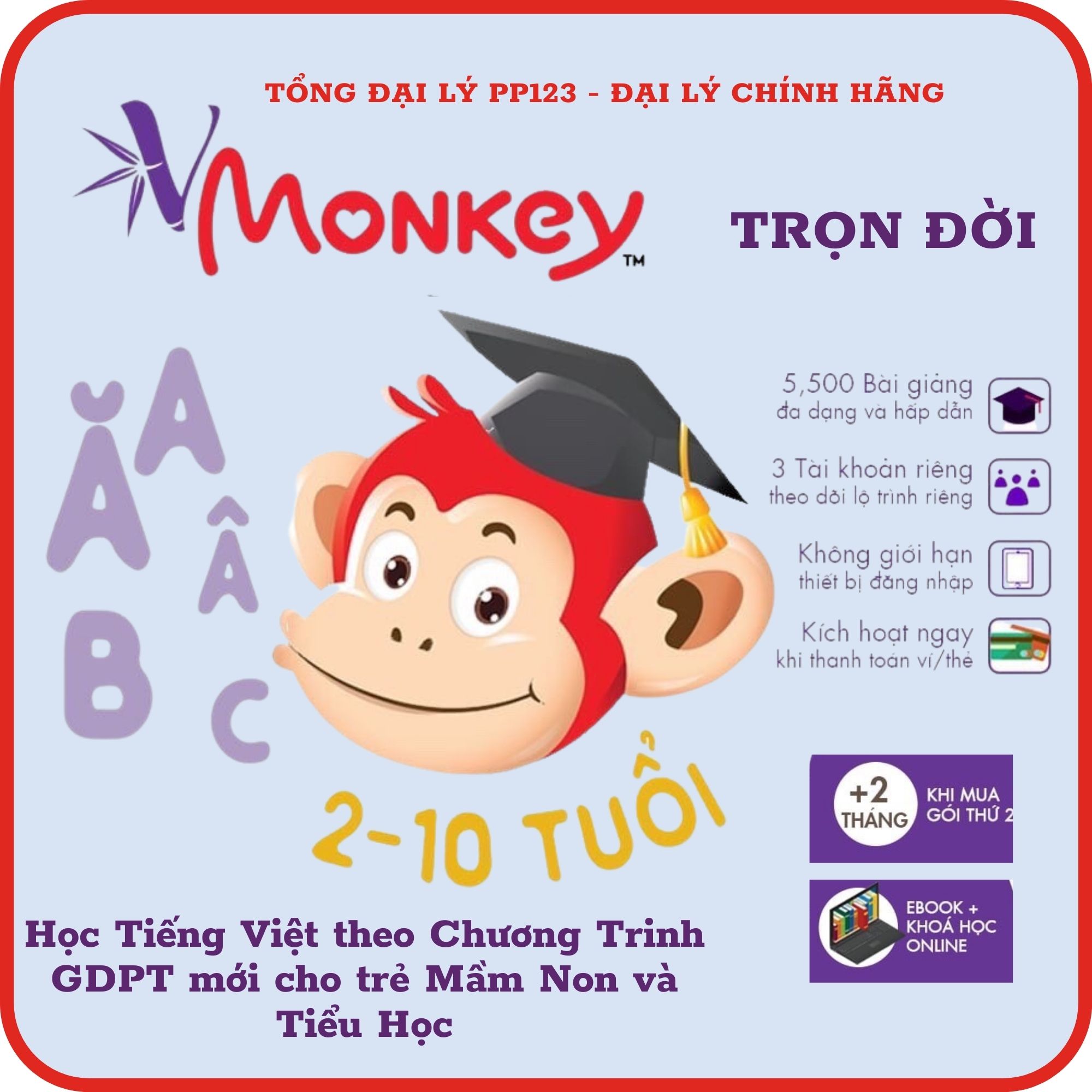 Vmonkey trọn đời - tiếng việt tương tác chuẩn bộ giáo dục