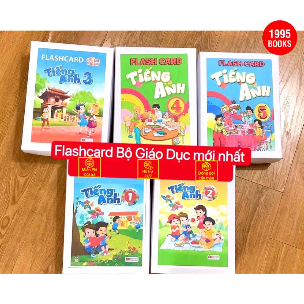 Thẻ học tiếng anh bgd 1,2,3,4,5 + flash card cho bé + 1995 books + mới nhất