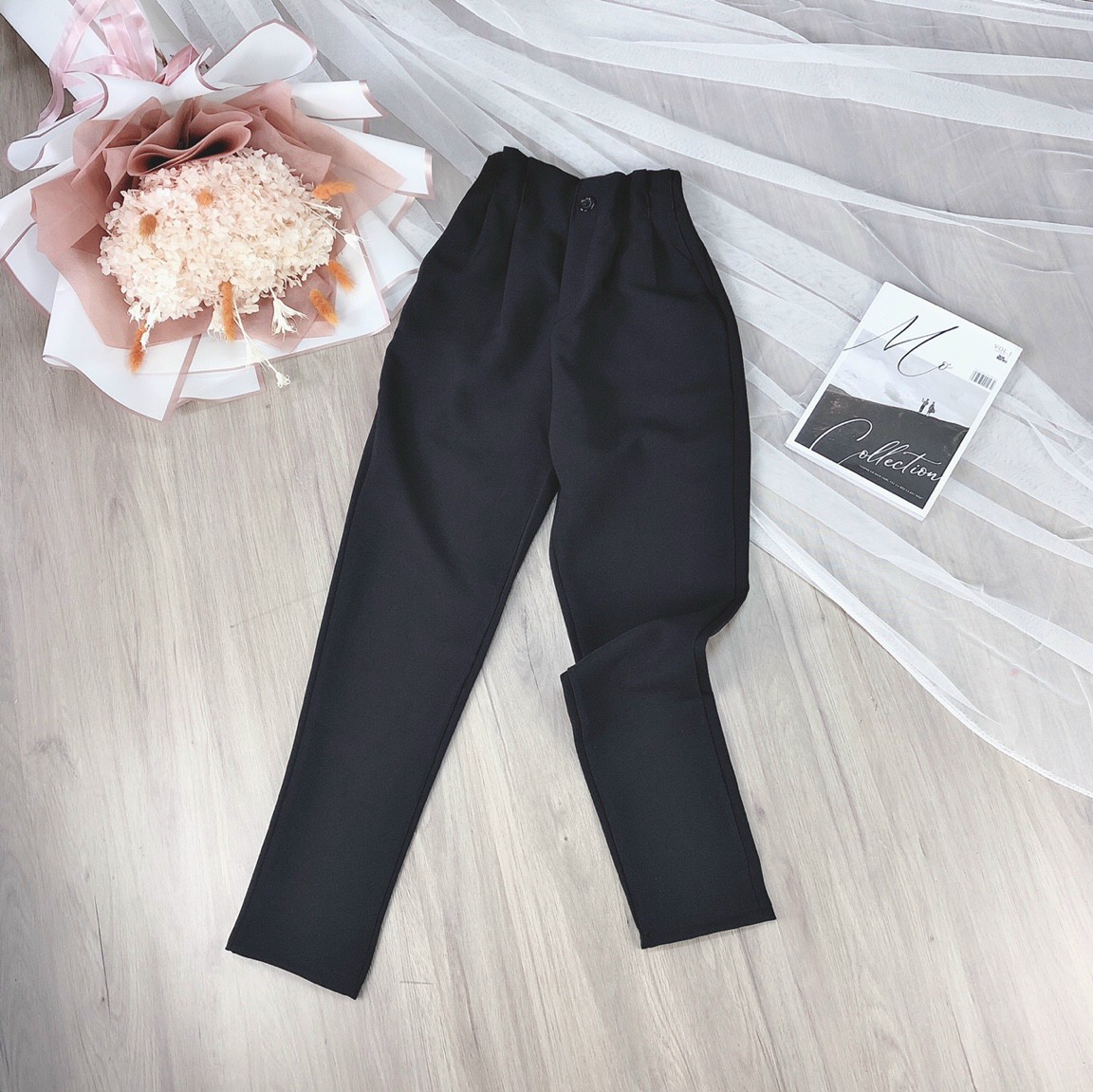 Quần tây xếp li eo sau lưng thun