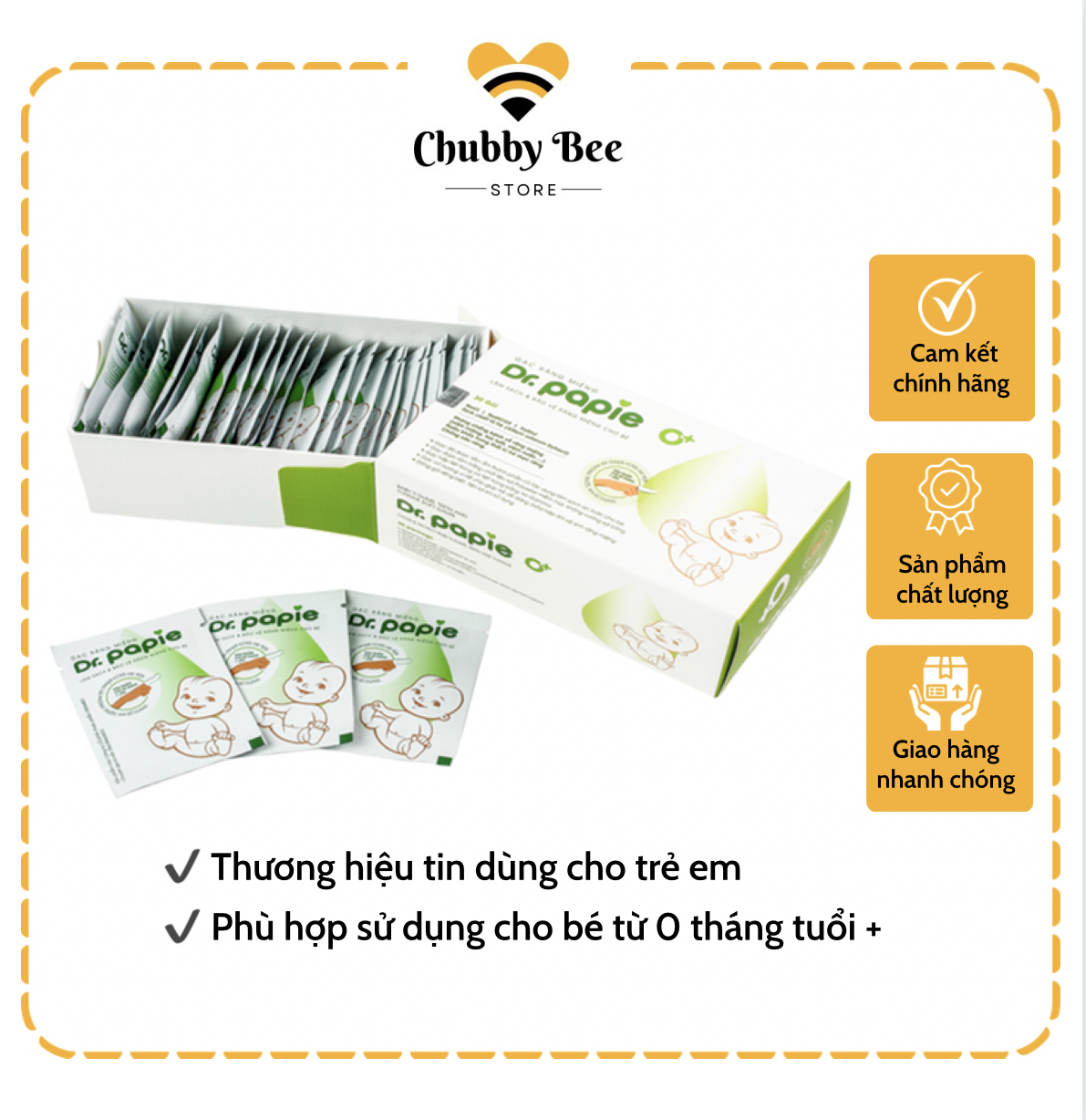 Gạc Rơ Lưỡi Dr Papie vệ sinh răng miệng cho bé