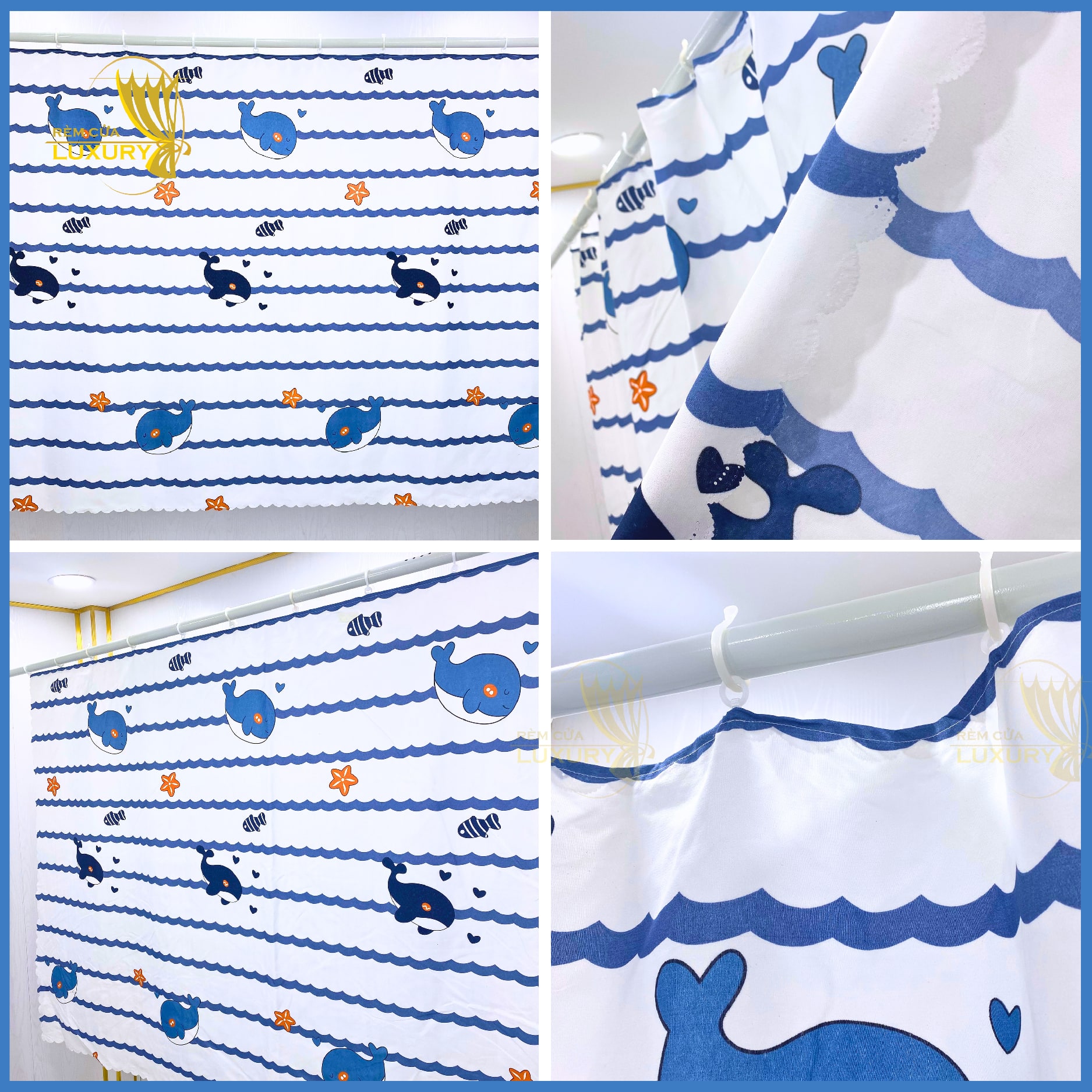  Rèm RIDO CÁ HEO ngăn phòng gác trọ decor phòng tặng kèm móc và dây treo RD06 Remcualuxury 