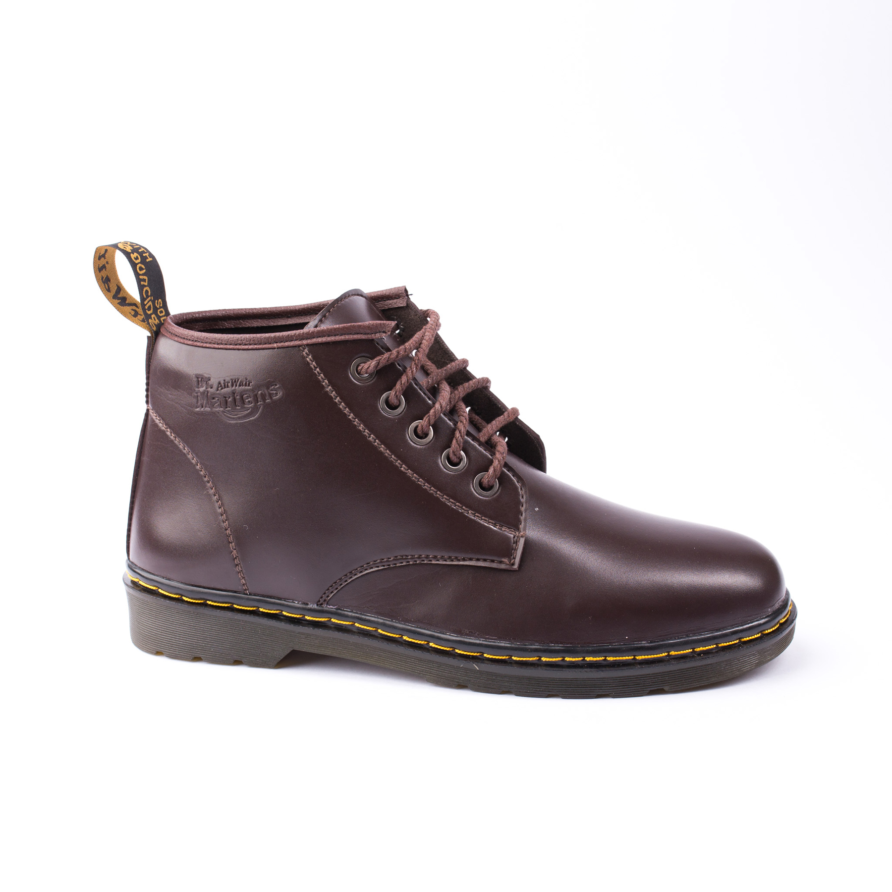 Giày dr nam cổ cao đế khâu da trơn nâu - giày boot nam m354-nau