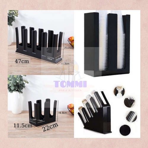 Kệ Đựng Ly/Cốc Nhựa Take Away Màu Đen 4 Ngăn - Dụng Cụ Pha Chế