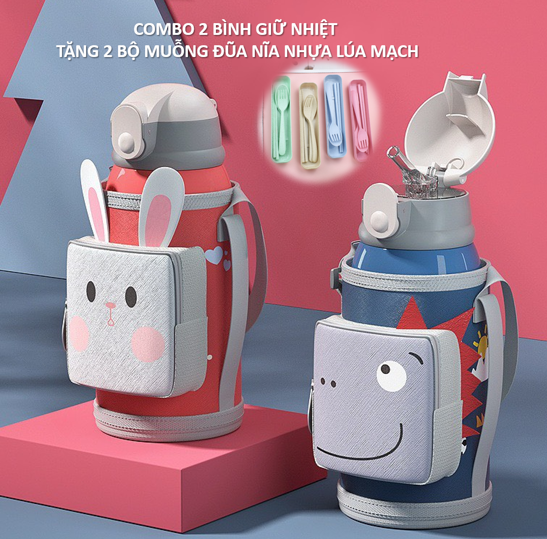 Bình nước giữ nhiệt 550ml inox 304 cao cấp BGN14 ChiChi Phong cách hoạt hình cute.Bình giữ nhiệt cho bé có thể giữ nhiệt nóng lạnh 6-8 tiếng.Tặng kèm túi xách đựng bình nước bảo vệ chống sốc và rơi rớt.