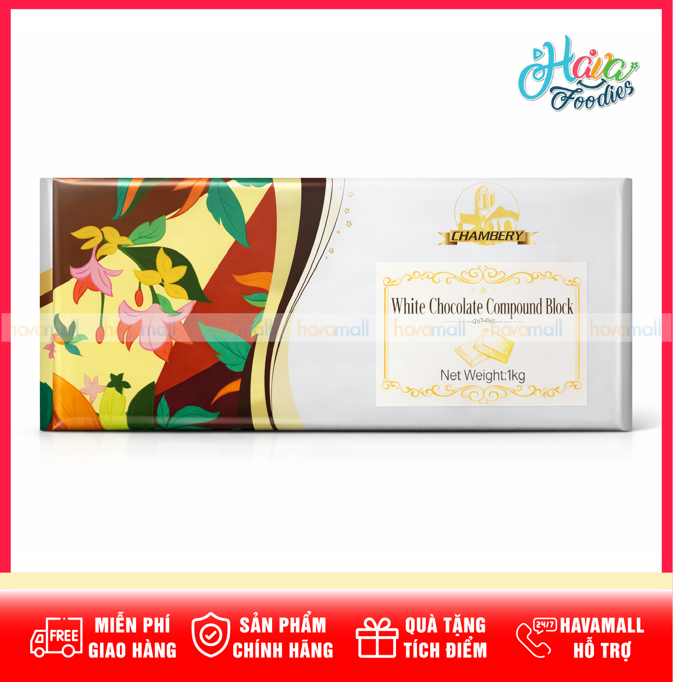 Sô Cô La Dạng Khối Chambery 1kg – Dark & White Chocolate Compound Block
