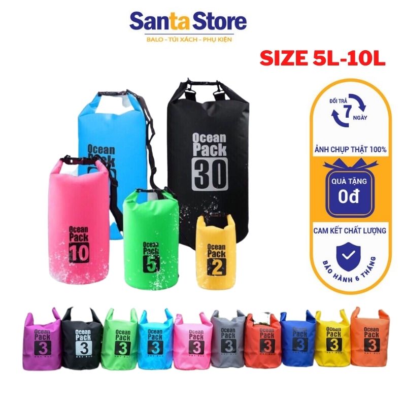 Túi chống nước Ocean Pack size to 15L 20L đi biển balo đựng đồ bơi, điện thoại 7 inch, ví tiền có thể làm phao thời trang du lịch ngoài trời dã ngoại cao cấp SANTA STORE