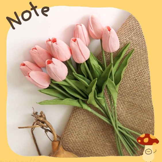 Hoa giả ,hoa tulip giả pu cao cấp, cao su non lá xoăn dài 33cm