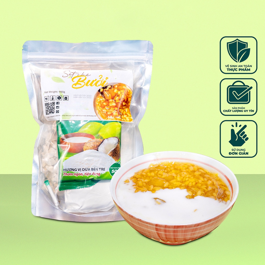 Set chè bưởi đậu xanh siêu cùi thơm ngon dễ nấu
