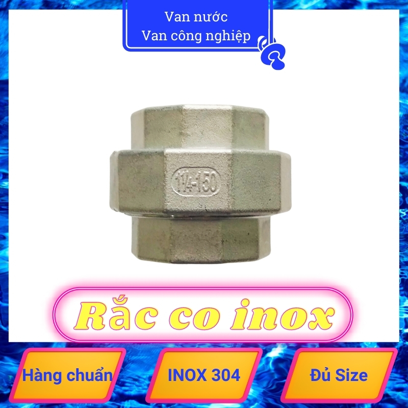 Rắc co inox 304 phi 42, khớp nối sống ren trong, phụ kiện đường ống bằng thép không gỉ