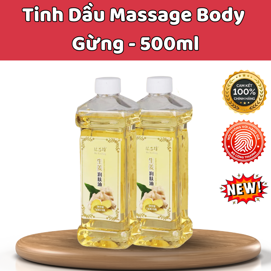 Ginger Body Massage Essential Oil - 500ml, Helps with Relaxing Massage and Nourishing Body Skin.