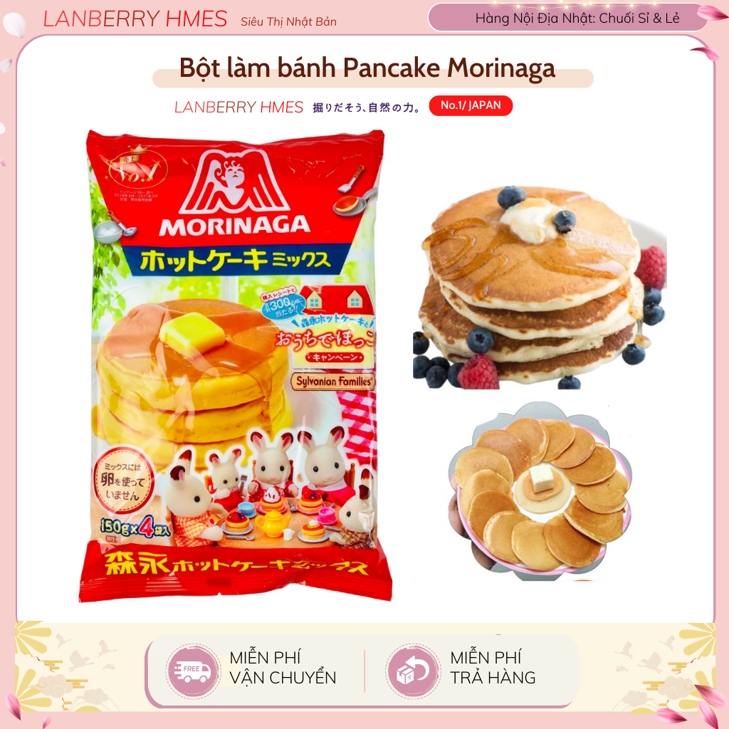 Bột làm bánh Pancake Morinaga (bánh rán Doremon) cho bé - 600G [DATE  T11/2024] 