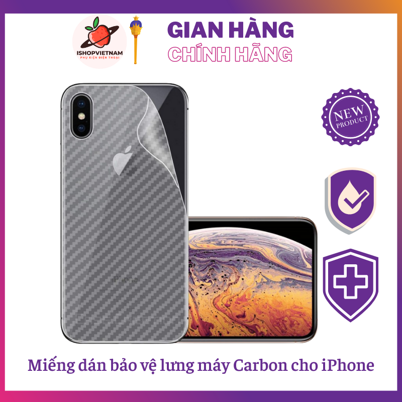Miếng dán bảo vệ lưng máy carbon - cho dòng máy iphone