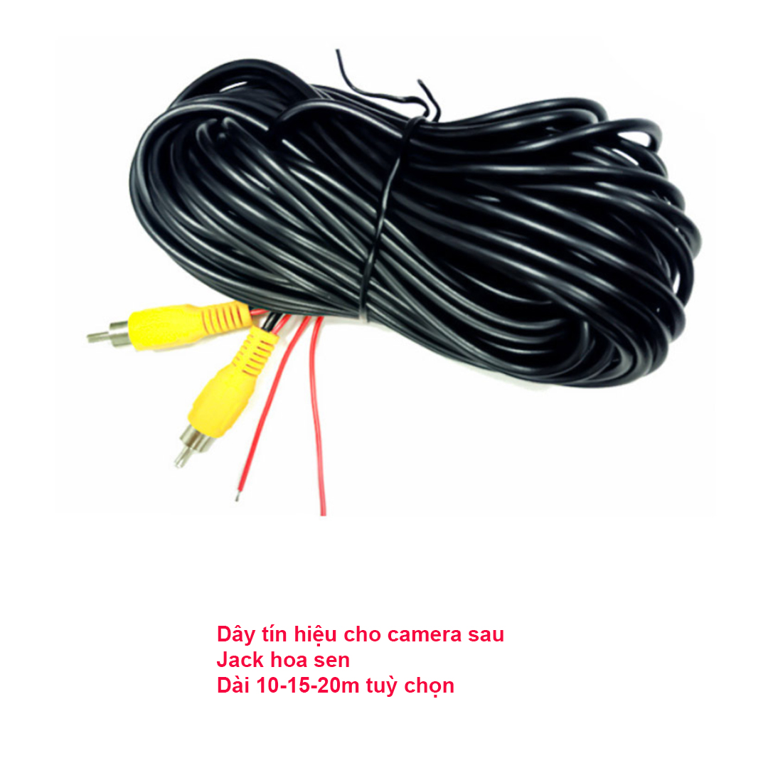 Dây tín hiệu kéo dài nối camera lùi và camera hành trình dài 10-15-20m jack av-hoa sen dùng để lắp cho các xe dài như xe tải, xe chở khách