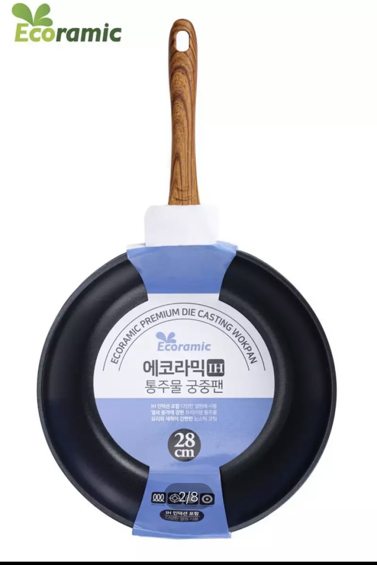 Chảo đá chống dính lòng sâu đáy từ ecoramic hàn quốc evdw-kích thước 28cm cam kết chính hãng