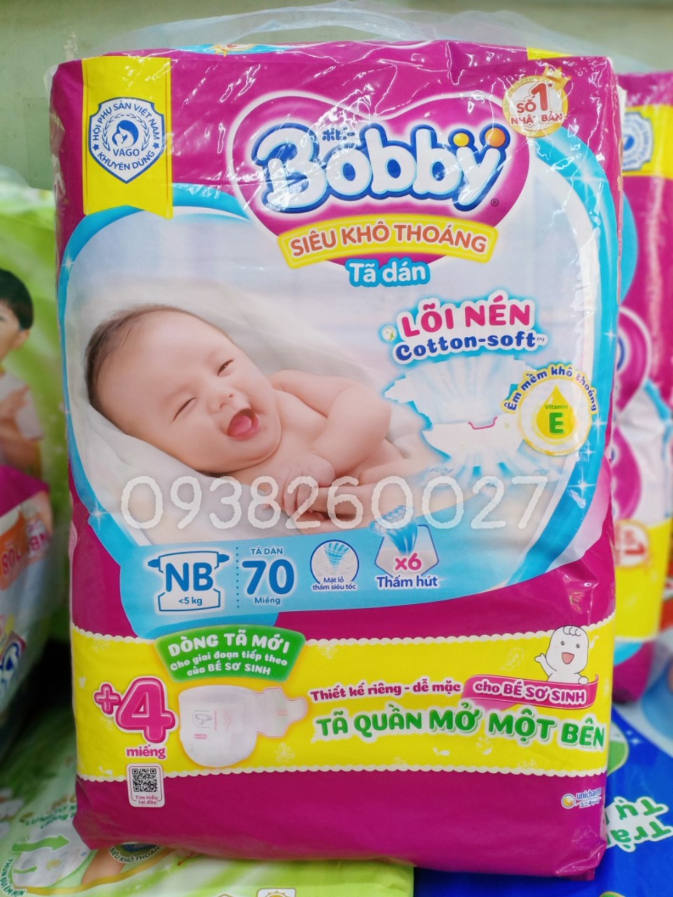 Tã Dán sơ sinh Bobby XS70/S54 miếng