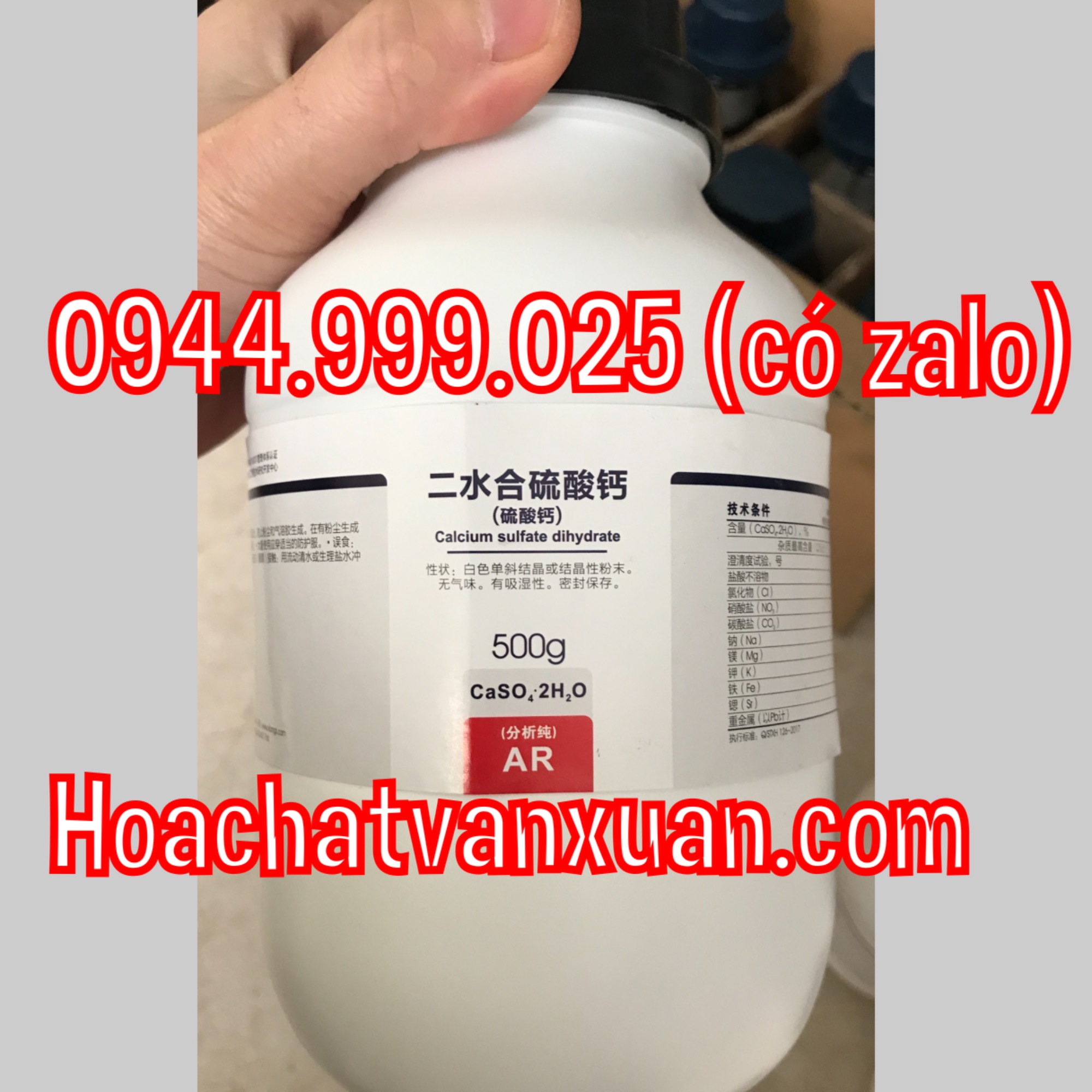 Calcium Sulfate Dihydrate CAS 10101-41-4 CaSO4.2H2O thạch cao Xilong lọ 500g canxi sulfat