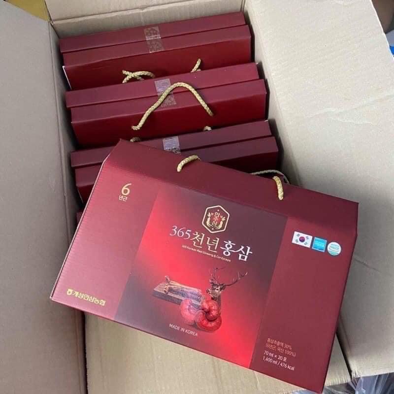 Nước hồng sâm, linh chi 365 hàn quốc 20 gói x 70ml