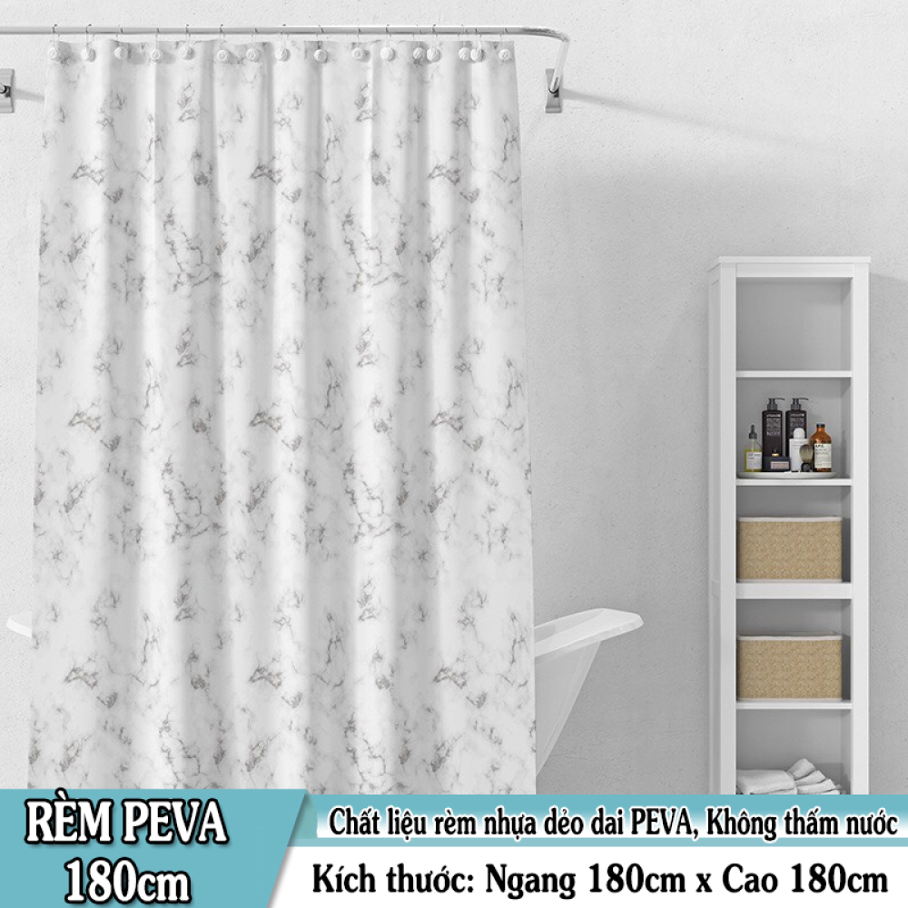Rèm phòng tắm / Rèm cửa sổ - Rèm trắng vân xám