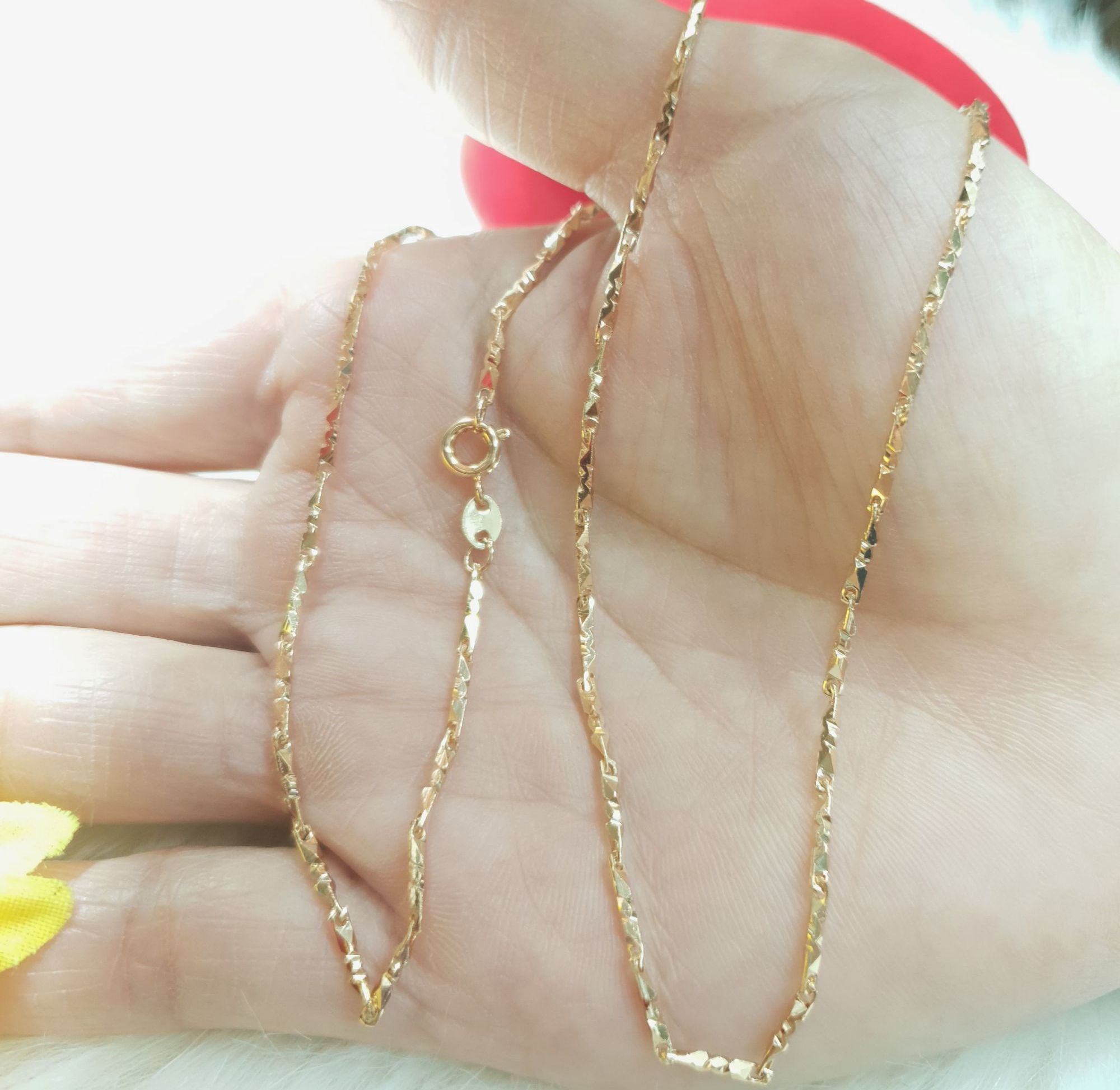 (Nano Vàng dùng lâu dài-Có mộc vàng) Dây chuyền đốt trúc nhỏ vàng vonfram cao cấp-Dùng tắm rửa thoải mái không đenkết hợp titanium và vonfram