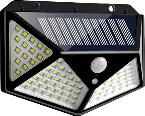 Đèn năng lượng mặt trời 100 LED Tiết kiệm điện - Đèn sân vườn 3 chế độ sáng đèn cảm biến chuyển động, trống nước chống IP65, chống trộm
