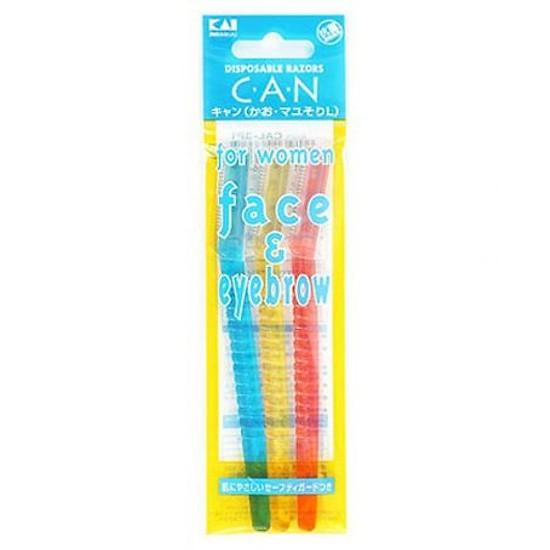 Set 3 dao cạo lông mày cán dài KAI- Hàng nhập khẩu Nhật Bản