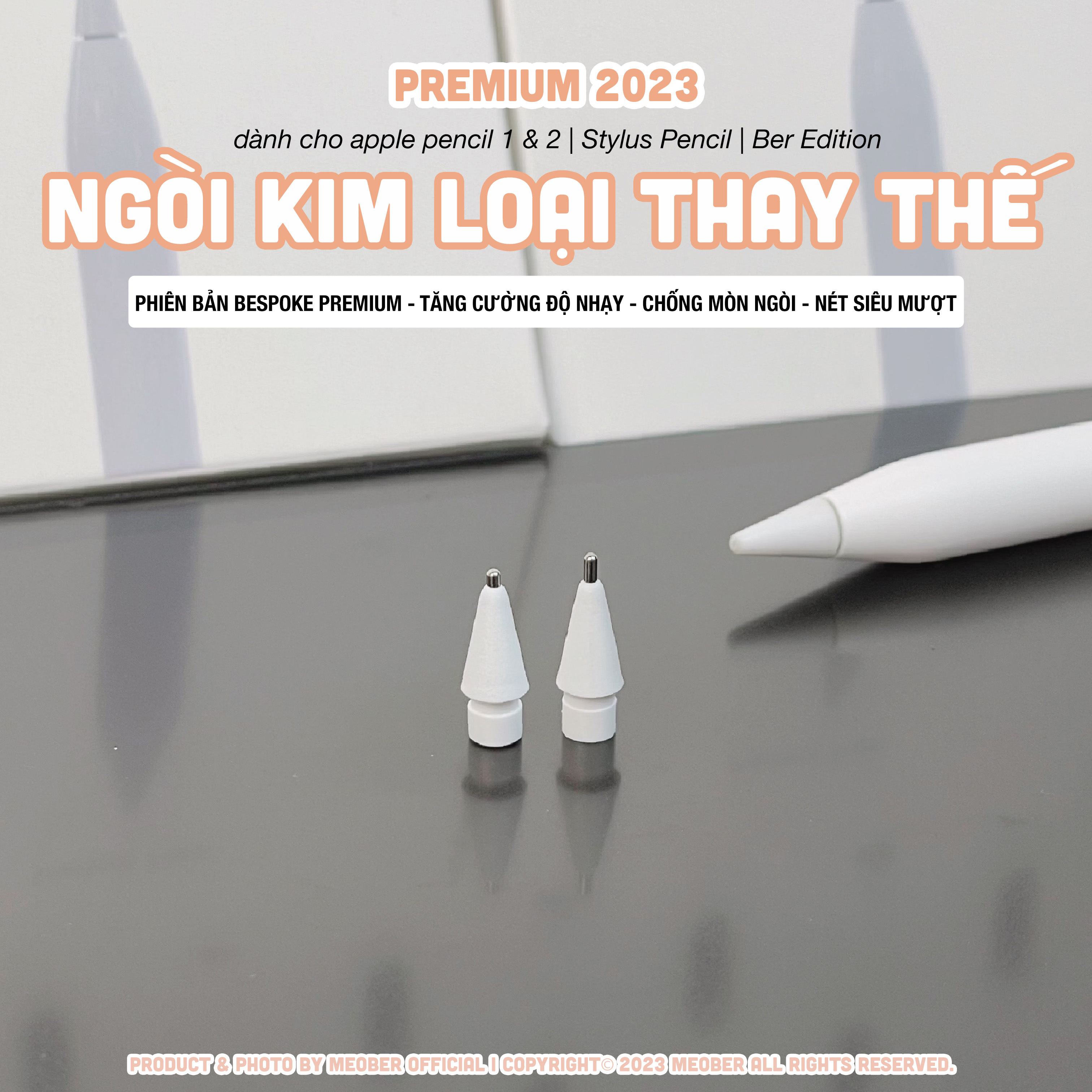 Ngòi bút kim loại thay thế Apple Pencil 1 2, chuyên dùng với paperlike, chống mòn khi viết vẽ