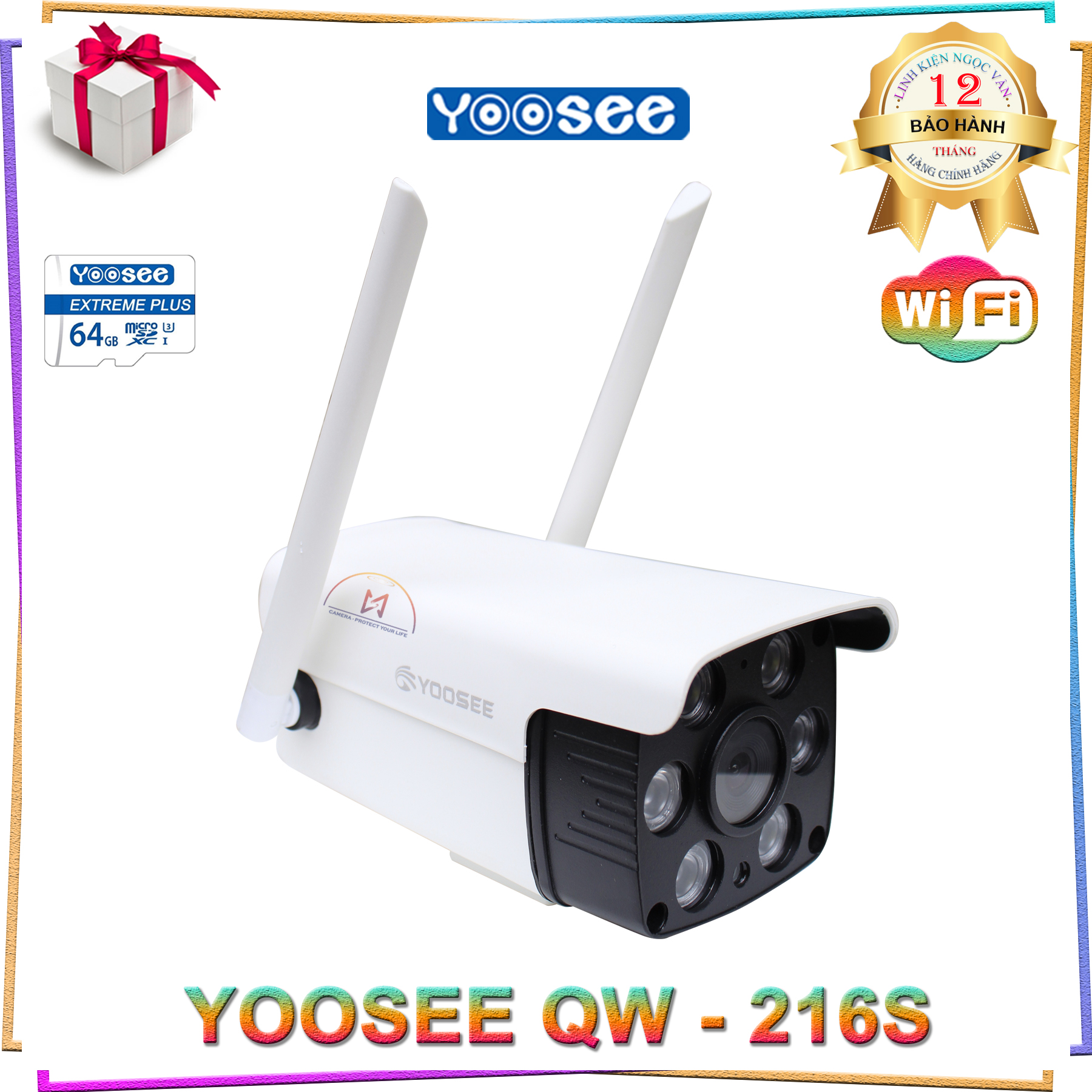 Camera giám sát ip wifi ngoài trời yoosee qw - 216s full hd 1080 - ban đêm có màu