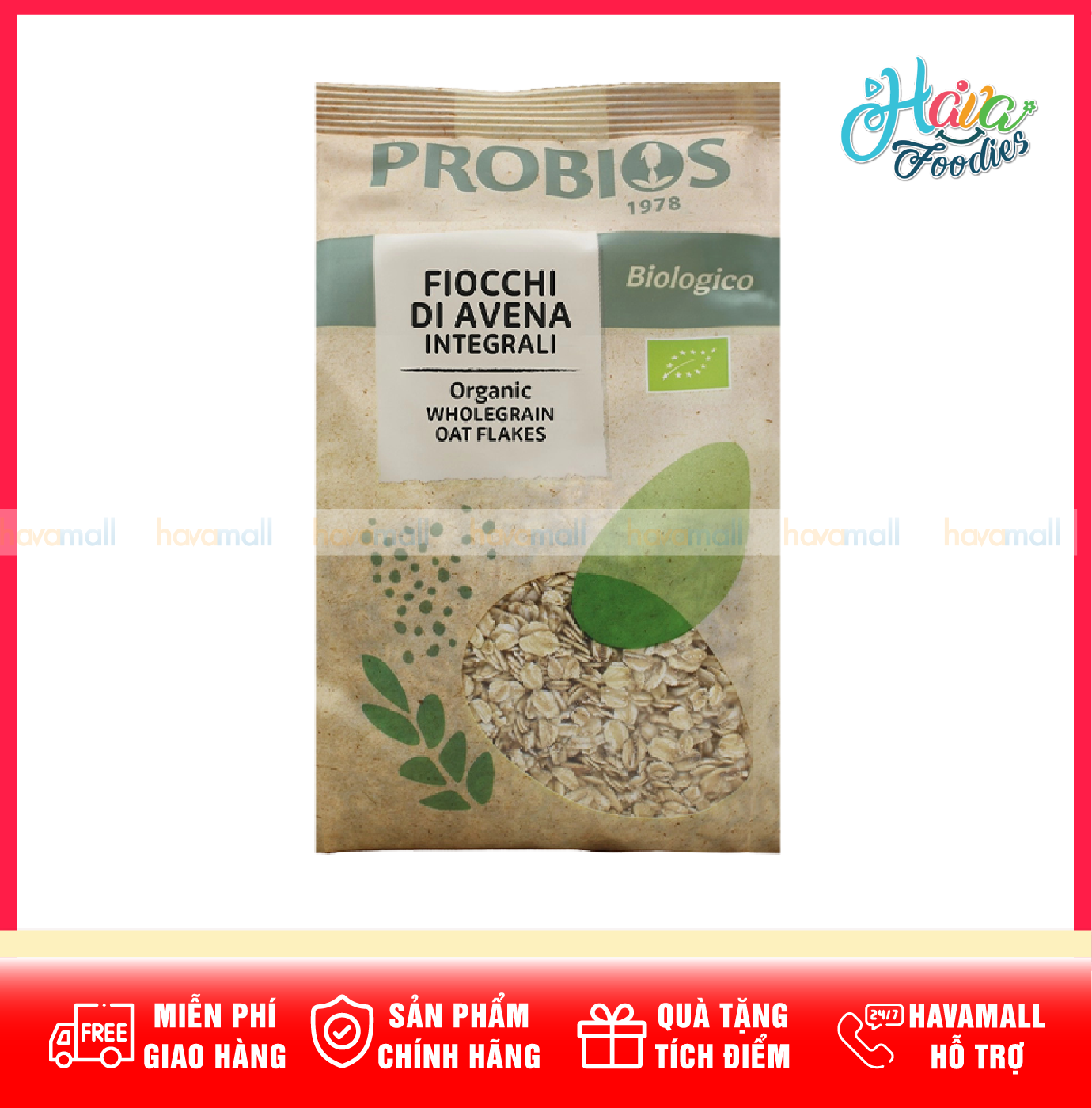 Yến Mạch Nguyên Cám Hữu Cơ Probios 500g – Organic Wholegrain Oat Flakes