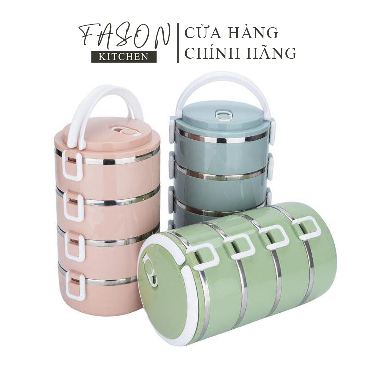 Cà mèn giữ nhiệt 4 tầng inox 304 đựng cơm, đựng thức ăn - Hộp cơm giữ nhiệt văn phòng - FASONKITCHEN
