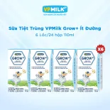 [6 Lốc 110ml] Sữa Tiệt Trùng VPMilk Grow+ Ít Đường Cho Bé Từ 1 Tuổi