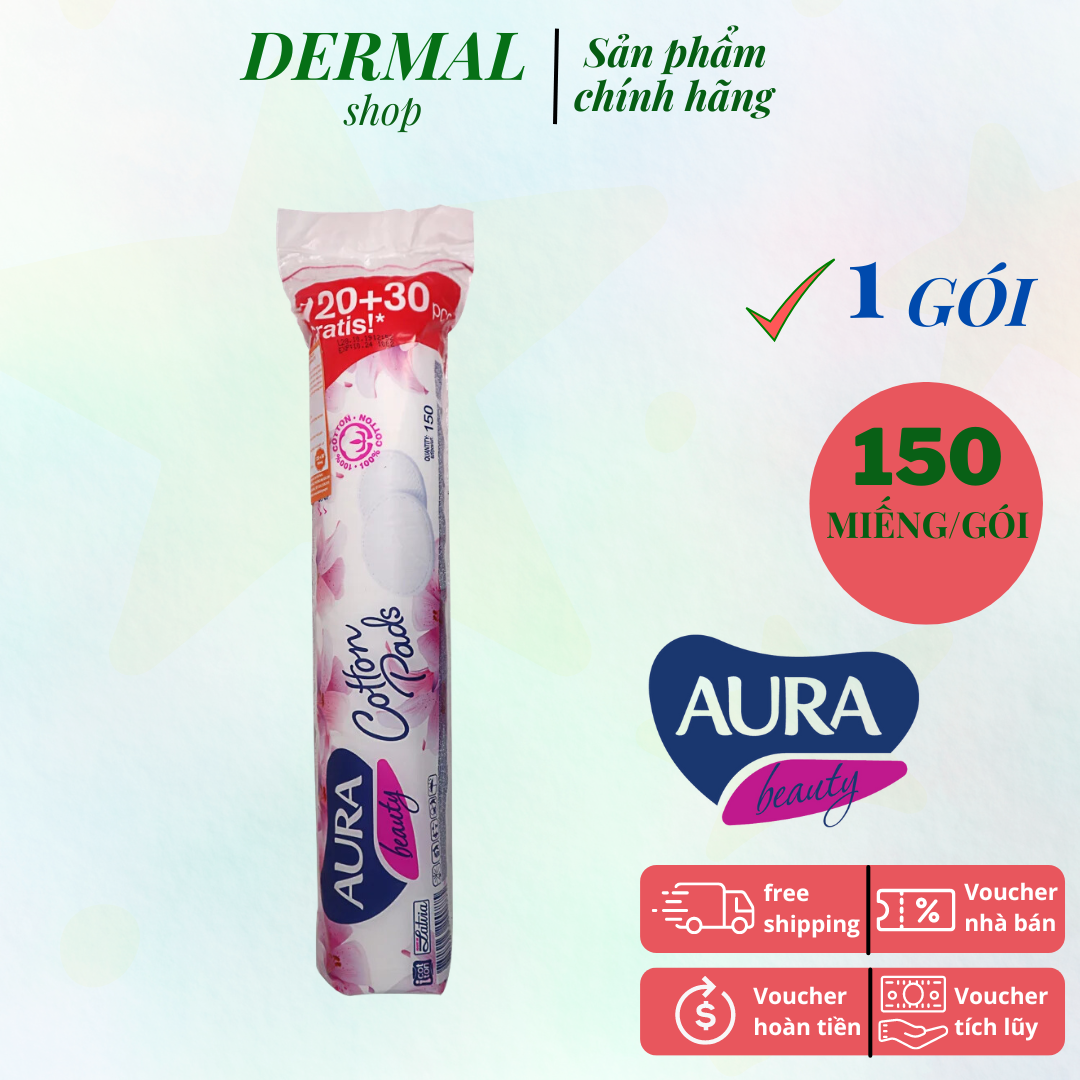 Bông tẩy trang Aura Beauty 150 miếng (120 + free 30 miếng)