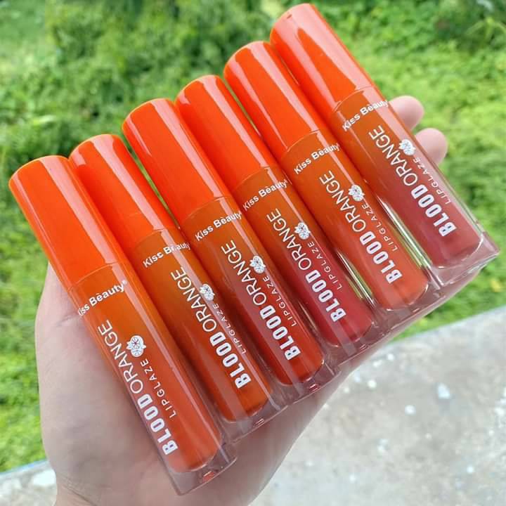 [HCM]Son kem Blood Orange Son kem Kiss Beauty Lip Glaze Son kem lì tone màu siêu xinh - Hàng nội địa Trung