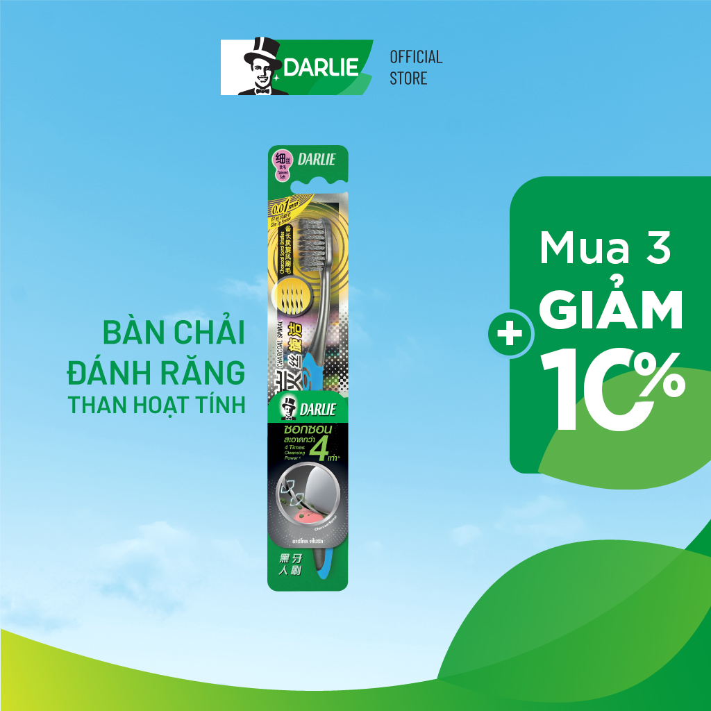 Bàn Chải Đánh Răng Darlie Than Hoạt Tính Charcoal Spiral