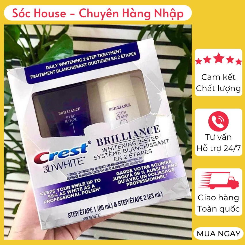Set kem đánh răng Crest 3D Bộ đôi kem đánh răng Crest 3D White Brilliance Whitening 2 step